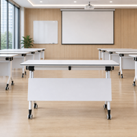 Table de formation pliante commerciale, bureau d'étudiant pliable pour l'école, table de réunion pliable avec étagère de rangement sous le bureau