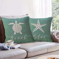 Housse de coussin de plage côtière, tortue, étoile de mer, coquillage, dollar de plage, décoration de villa de plage d'été, thème océanique, décoration de canapé-lit