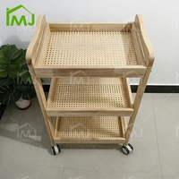 Chariot de rangement mobile de luxe en bois à 4 roues pour salon de beauté à vendre