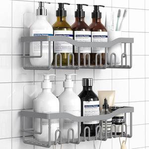 Modern <b>Kitchen</b> Bathroom Shower Caddy <b>Shelf</b> Organizer Soap Dish Wall-Mounted Iron Storage <b>Shelf</b> Easy Corner No Drilling Required - Product Image 1