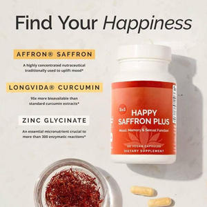 Cápsulas Happy <span class=keywords><strong>Saffron</strong></span> Plus de Alta Qualidade 90 Suplementos de Extrato Herbal Veganos para Energia, Saúde do Coração, Memória e Melhoria do Sono - Product Image 4