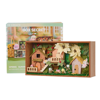 IIECREATE Mini Kit de Maison Miniature DIY d'été, Jouet DIY, Maison de Poupées en Bois, Puzzle 3D en Bois, Maison de Poupées