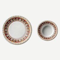 Assiettes et bols jetables écologiques de style bohème, compatibles micro-ondes, pour fêtes et mariages, 6, 8, 9, 10, 12 pouces