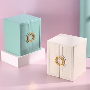 Boîte à bijoux rectangulaire de luxe en cuir à cinq couches, grande capacité, double ouverture, pour le rangement domestique avec tiroir - Product Image 2