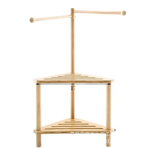 เก้าอี้อาบน้ำไม้ไผ่ยี่ห้อ Yiru พร้อมชั้นวางของเข้ามุม สีไม้ธรรมชาติ ที่แขวนผ้าอเนกประสงค์ สำหรับใช้ในห้องน้ำ - Product Image 1