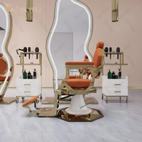 Nouveau Fauteuil de Barbier Professionnel Inversé en Acier Inoxydable avec Base, Grande Pompe de Levage, Chaise de Salon Personnalisable, Modèle LF015