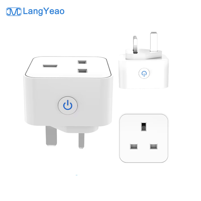 LangYeao WiFi Smart Plug UK Version 16A/20A Google Alexa Compatible Voice Control Wall Socket Power Meter Function