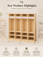 Meubles de maternelle modernes en bois massif, armoire à chaussures, casier pour sacs et manteaux, pour garderie, école maternelle, salle de classe