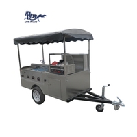Stand à hot-dogs mobile carré professionnel JX-HS180A en acier inoxydable et aluminium, 3 roues, plaque chauffante à gaz, 110V/220V, 1500W, CE, pour la restauration