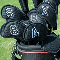 Couverture de fer de golf Offre Spéciale, couvre-chefs de fer de golf noir couvre-chef de golf en maille pour fer 10 pièces/ensemble 4 ~ 9, P, S, A, X