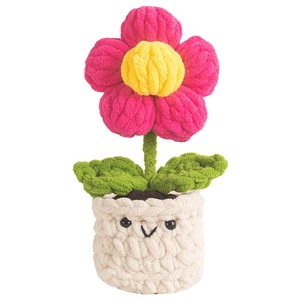 Nuevo producto personalizado: Flor tejida a mano con hilo de barra de hielo, girasol en maceta, decoración de mesa, flor de punto - Product Image 5