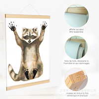 Poster Kit Empreinte Unique de Bébé Raton Laveur Décoration de Crèche Cadeau de Naissance Art Mural Personnalisé pour Chambre de Bébé Cadeau de Baby Shower