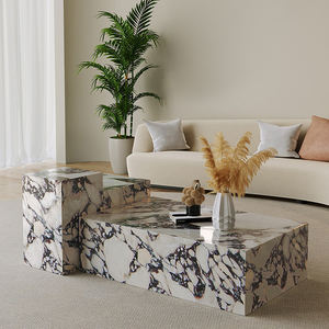 AOMISI <span class=keywords><strong>CASA</strong></span> – Table de luxe rectangulaire en marbre naturel, Table basse en marbre, ensemble de canapés, Table d'appoint, présentoir sur pied - Product Image 2