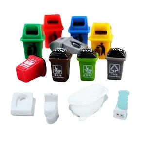 yiwu insheen craft rest room theme 3d miniature trash garbage can toilet bathtub resin charms
