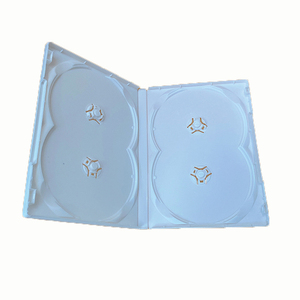 Boîtier DVD PP standard 14 mm pour 4 disques, blanc, avec double plateau intérieur en option, couvercle en plastique pour la protection des disques de musique, de films et de jeux - Product Image 1