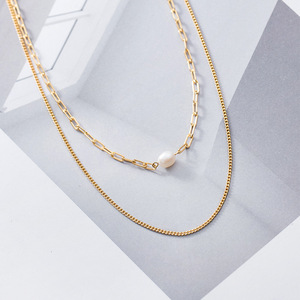 Collier en argent S925 pour femmes, version coréenne, fraîcheur tentante, chaîne de perles simple et fraîche avec personnalité, chaîne de clavicule D9110 - Product Image 3