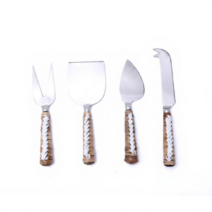 Multifunctional <b>Cheese</b> <b>Knife</b> <b>Set</b> With Rattan Handle Stainless Steel Blade Durable <b>Cheese</b> Tools For Serving And Cutting Tools - Product Image 1