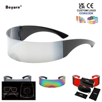 Lunettes de soleil unisexes Boyarn Shield noires, futuristes, coupe-vent, visière, pour hommes et femmes, protection UV400, lunettes de soleil tendance