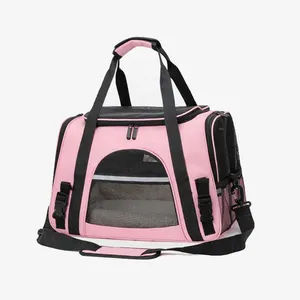 Geerduo Reflective Airline Aprovado Respirável Dobrável Soft Sided Mesh Outdoor Pet Carrying Dog Carrier Para Cães Travel Bag