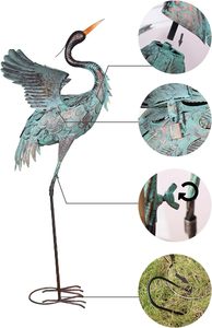 Juego de Esculturas de Hierro Forjado a Mano de Garza y Grulla Azul para Jardín - Gran Arte para Exteriores, Patio, Terraza y Jardín Trasero - Product Image 2