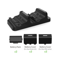 Base de Carga para Xbox ONE X/SLIM/Xbox Series X/S, Cargador Inalámbrico y con Cable para Dos Controles, Cubierta de Batería Mejorada