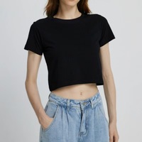 Camisetas Básicas Cortas de Algodón de 200 g/m² con Cuello Redondo, Personalizadas con Logotipo, para Mujer, de Verano, Manga Corta