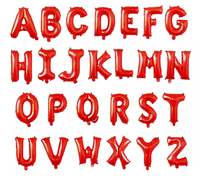 Vente flash, ballons en aluminium pas chers pour la décoration de fête d'anniversaire, lettres de l'alphabet de 16 pouces