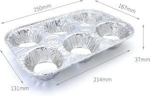 Bandeja de aluminio personalizada de grado alimenticio con 6 cavidades para muffins <span class=keywords><strong>jumbo</strong></span>, tapa de aluminio, proceso blíster, 540ml, apta para <span class=keywords><strong>microondas</strong></span>, a granel - Product Image 3
