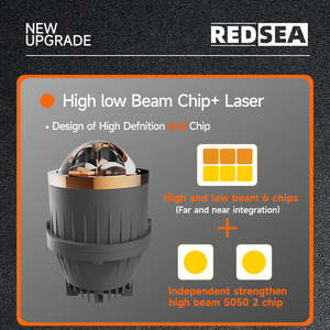 ไฟตัดหมอกโปรเจคเตอร์ LED สามสี Redsea Universal ขนาด 3 นิ้ว 12000LM แบบ Bi LED H4 12V 24V พร้อมเลเซอร์ สำหรับรถยนต์ - Product Image 2