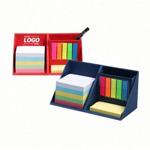 Custom PET <b>Sticky</b> <b>Notes</b> Cube Set with Rotating Foldable Dispenser and Pen Holder Promotional Desk Organizer with Logo - Product Image 1