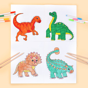 Libro de Colorear para Niños de Jardín de Infancia, Conecta por Números, Puntos para Unir, Educación Temprana, Dinosaurios de Dibujos Animados, Divertido - Product Image 1