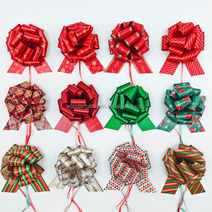 Coloré cadeau de noël arc présent panier ruban tirer chaîne emballage Pom Pom tirer arcs pour cadeaux décoration <span class=keywords><strong>fleur</strong></span> dactylographie - Product Image 2