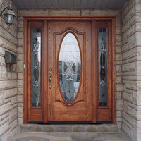 Portes d'entrée en bois de haute qualité avec insert en verre, portes doubles en bois pour maison, fournisseur d'usine en Chine