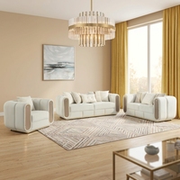 Canapé d'angle moderne et confortable en tissu rembourré avec pieds en acier inoxydable, dossier carré, accoudoirs carrés et rembourrage en mousse pour salon