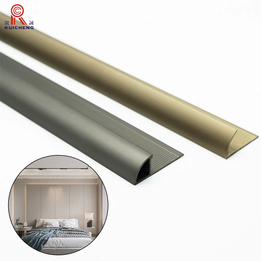 Round Shape Corner Tile Trim Profile Aluminum Alloy Decorative Trim Strip For Wall