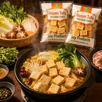 Qingzhen 400g Cubes de Tofu de Soja Personnalisés OEM pour Hot Pot, Soupe, Ramen, Wok, Restauration et Vente au Détail, Cubes de Tofu Congelés