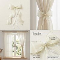 Attaches de rideaux en organza transparent ivoire crème à nœud uni, lot de 6, en ruban de gaze douce, nœuds décoratifs pour fenêtres