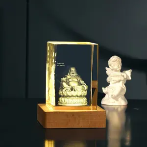 ハロウィン輝くギャラクシークリスタルボールナイトライトクリエイティブユニークなデスクトップ装飾卸売3Dレーザー彫刻仏像 - Product Image 4