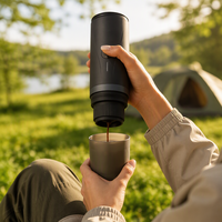 Machine à café expresso portable, cafetière en aluminium de 80 ml avec fonction de chauffage, idéale pour les voyages, le camping et l'utilisation au bureau
