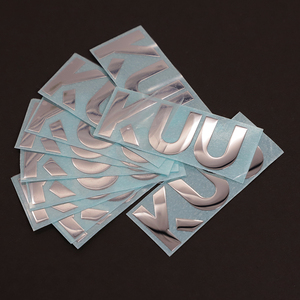 Nuevo diseño de fuente de Metal personalizado oro 3D en relieve níquel impermeable electroformado níquel pegatina Logo - Product Image 1
