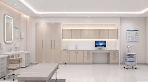 Sistema Modular de Gabinetes de Almacenamiento Clínico con Fregadero Integrado y Escritorio para Computadora para Sala de Consulta Hospitalaria - Product Image 1