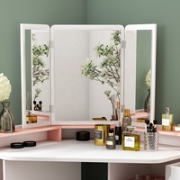 Nouvelle Mode Moderne Meubles De Stockage De Grande Capacité Coin Rose Miroir de bureau de Maquillage Coiffeuse