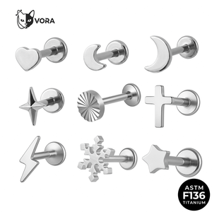 Labret sans filetage en titane ASTM F136, sans pierre, plaqué or, avec système Push Pin, bijou de piercing pour Tragus et Hélix - Product Image 2