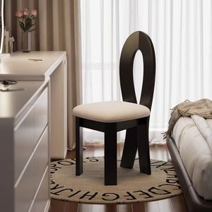 Chaise de salle à manger vintage de style français en bois massif, dossier Wabi-sabi, chaise <span class=keywords><strong>sirène</strong></span> du milieu du siècle, mobilier de maison, revêtement en velours doux - Product Image 2