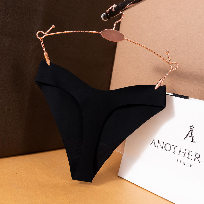 Women's Comfortable Breathable Thong Cool Solid Color Everyday Knitted Seamless Low-Rise Panties