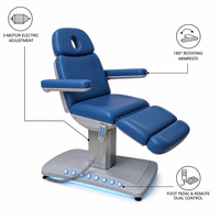 Table de soin électrique à 4 moteurs avec siège pivotant, rotation et levage, télécommande, pour salon de beauté, spa, clinique dentaire et esthétique