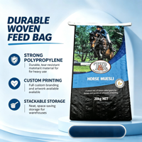 Sac tissé en PP résistant aux déchirures 20 kg pour le stockage de céréales et de granulés pour chevaux et poneys avec ouverture facile et impression de logo personnalisée