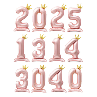 Chiffre 1 géant en aluminium rose de 40 pouces, à assembler, à l'hélium, thème Princesse, pour Baby Shower et Premier Anniversaire