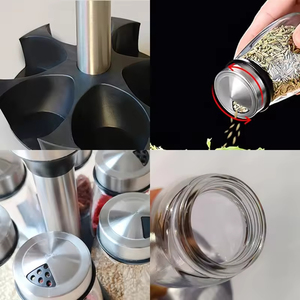 Ensemble de 6 bouteilles à épices rotatives en acier inoxydable ABS pour le chili, le cumin, le poivre, le sel - Product Image 4
