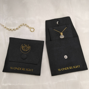Fashion Style Luxury Microfiber Jewelry Pouch with Card Printed Small <b>Envelope</b> Flap Customizable <b>Gift</b> Packaging for Necklace - Product Image 1